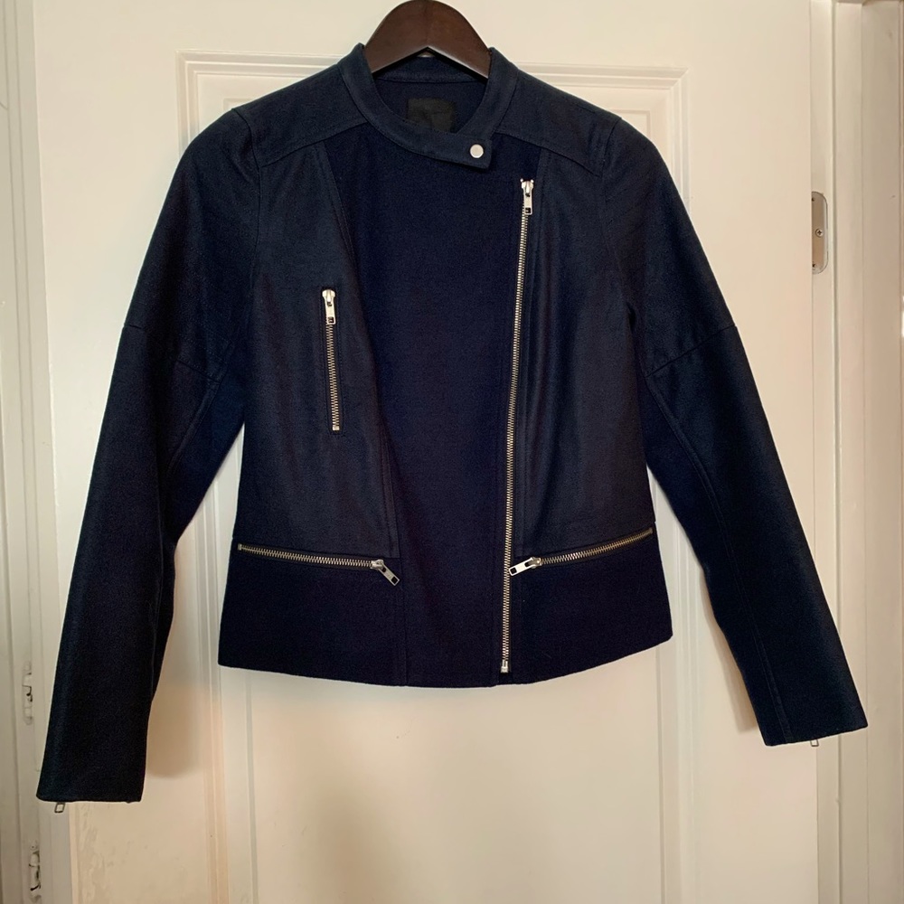 NEW W TAGS TROUVÉ Navy Blue Moto Jacket
